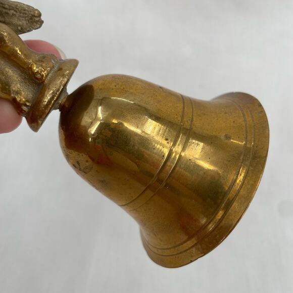Vintage Brass Angel Cherub Hand Bell Holiday Decor - Picture 8 of 9